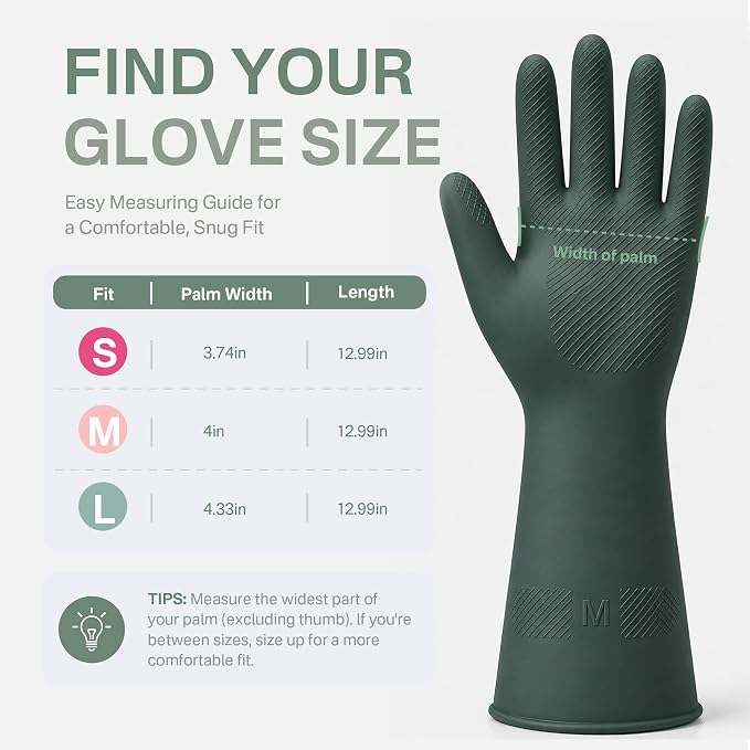 Cleaning Rubber Gloves, Waterproof Non-Slip Long Cuff Dishwashing Household - Image 6