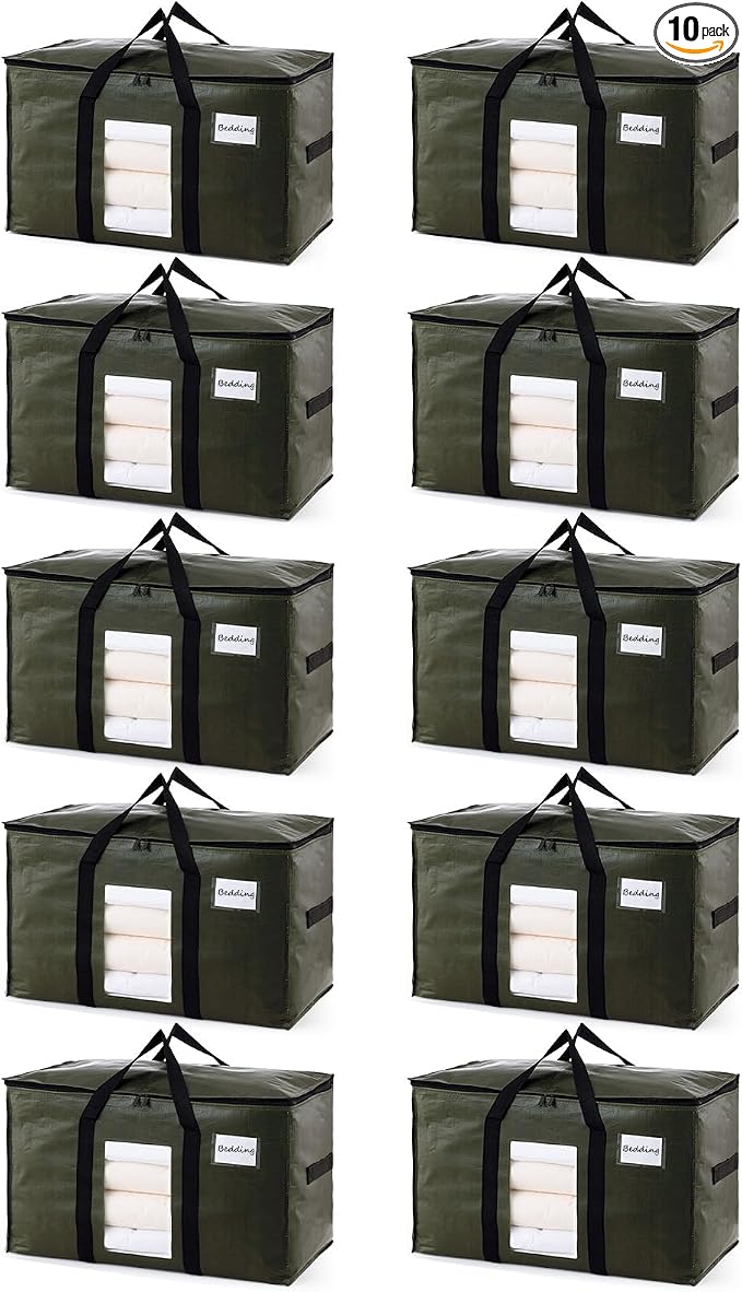 TAILI 10 Pack Green Extra Large Moving Bags, Storage Bag by TAILI