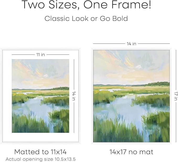 Homeforia 14x17 Picture Frame White, High End Metal 14 x 17 Poster Frames with Mat 11 x 14 for Photo, 14x17 White Frame Matted to 11x14 inch Print, 17x14 Thin Frame, Tempered Glass, Wall Kit, Set of 1