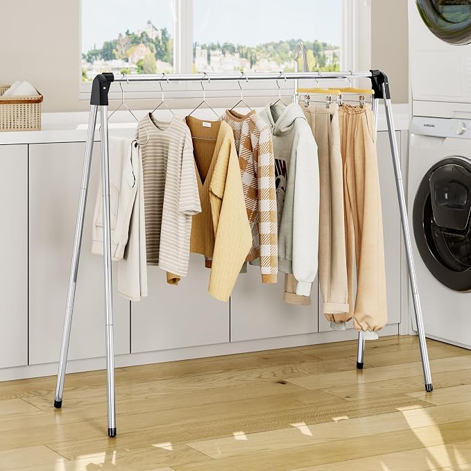 TOOLF 55" Stainless Steel Collapsible Clothes Drying Rack | Foldable Drying - Image 5