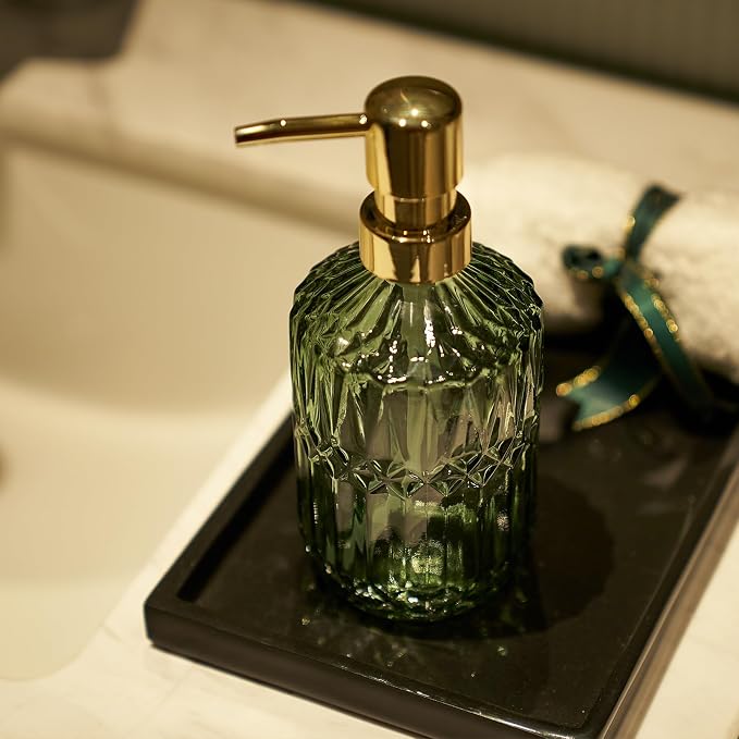 Glass Soap Dispenser Green Bottle Plastic Pump - Image 7