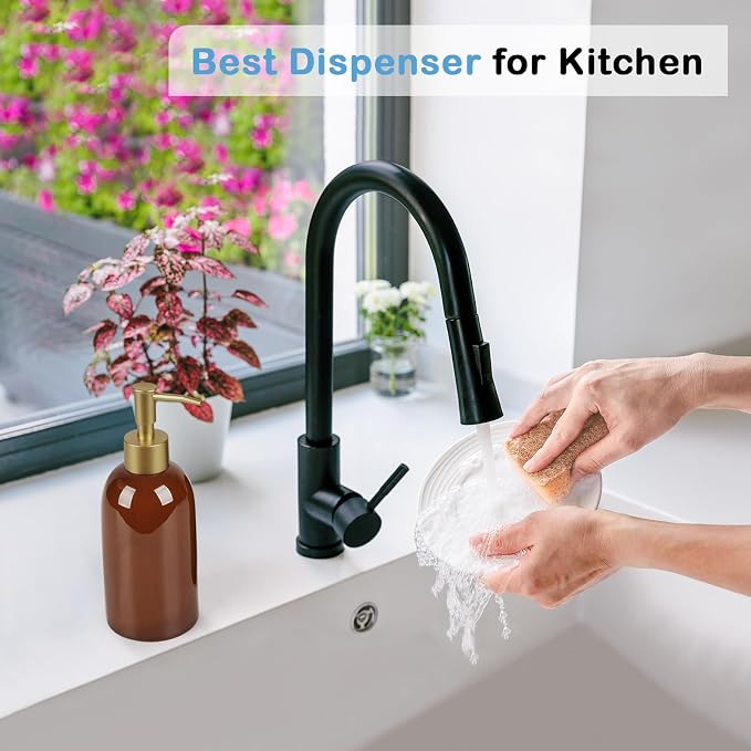 Natheeph 14OZ Ceramic Soap Dispenser Can Fill Liquid - Image 4