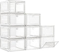 Large Thick Clear Shoe Organizer, Magnetic Door Stackable Shoe Storage Box by 7+code