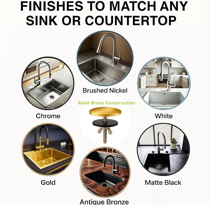 Solid Brass Kitchen Sink Hole Cover, 2 Inch Faucet Hole Cover, Polished Chrome Finish Tap Hole Plate Stopper Cover, Countertop Hole Cover for Kitchen and Bathroom Sinks (Polished Chrome)