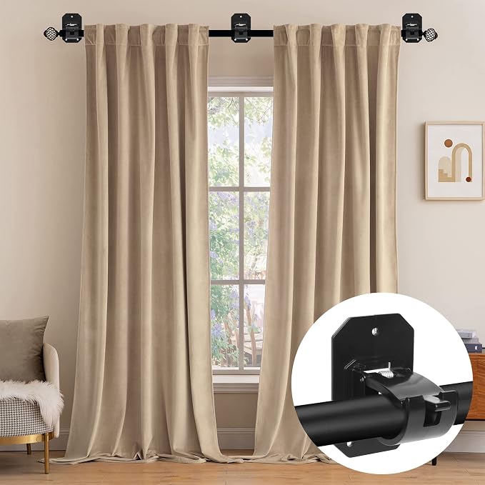 8PCS Upgraded No Drill Curtain Rod Brackets No Drilling Self Adhesive Curtain - Image 2