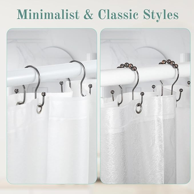 Shower Curtain Hooks, Stainless Steel Shower Curtain Hangers, Metal Shower - Image 7