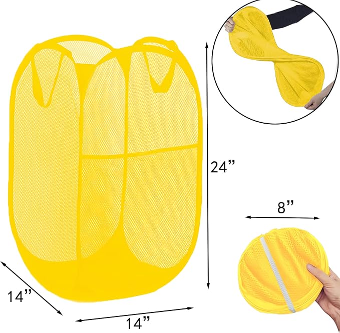 Mesh Collapsible Laundry Basket Foldable Pop Up Hamper Space Saving - Image 2