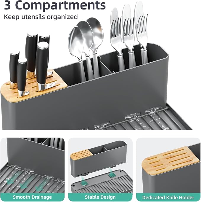 Urackify Extendable Dish Drying Rack, 18.5"-26.7" L x 12.7" W - Image 5