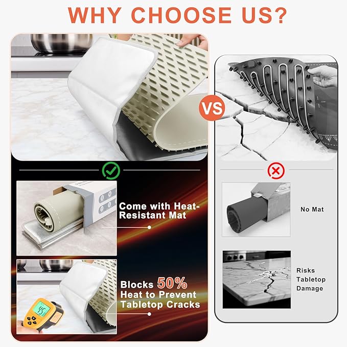 FYY Extra Large Warming Mat for Food with Heat Resistant Pad, Prevent Countertop Cracks, Keep Meal Warm, Rapid and Full Surface Heating, 6 Temp Settings, 6H Timer, Rollable Portable Food Warmer Khaki