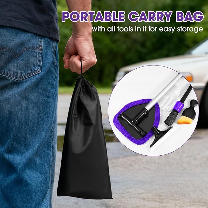Purple Windshield Cleaner Tool, Car Interior Cleaning Kit - Image 7