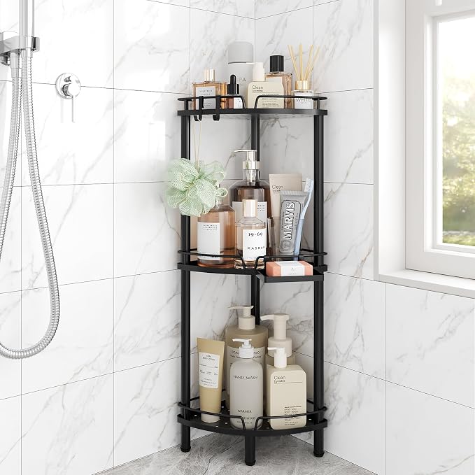 ELYKEN Corner Shower Caddy Standing, 3 Tier Metal Shower Organizer by ELYKEN