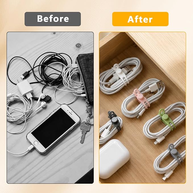 10 Pcs Silicone Cable Ties, Reusable Cord Organizer. | High Elasticity Cable - Image 5