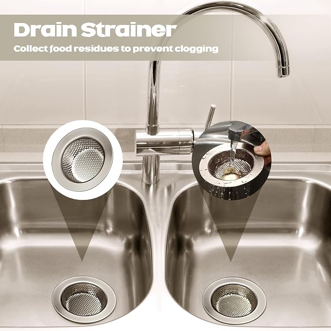 Retisee 2 Pcs Kitchen Sink Drain Strainer 4.4 Inch, Brushed Silver - Image 4