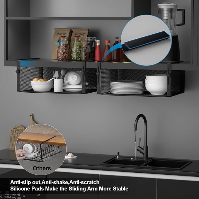 AmonHouseware 2Pack Under Shelf Basket, Adjustable Hanging Holder - Image 5