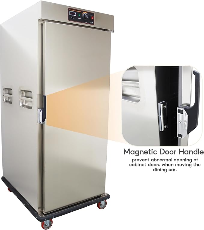 TECHTONGDA Commercial Heated Holding and Proofing Cabinet Mobile Food Warmer Catering Case Stainless Steel 11 Layers 86-185℉ 220V