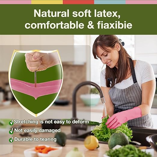 Rubber Cleaning Gloves Dishwashing 5 Pairs Kitchen Gloves Reusable Medium | - Image 2
