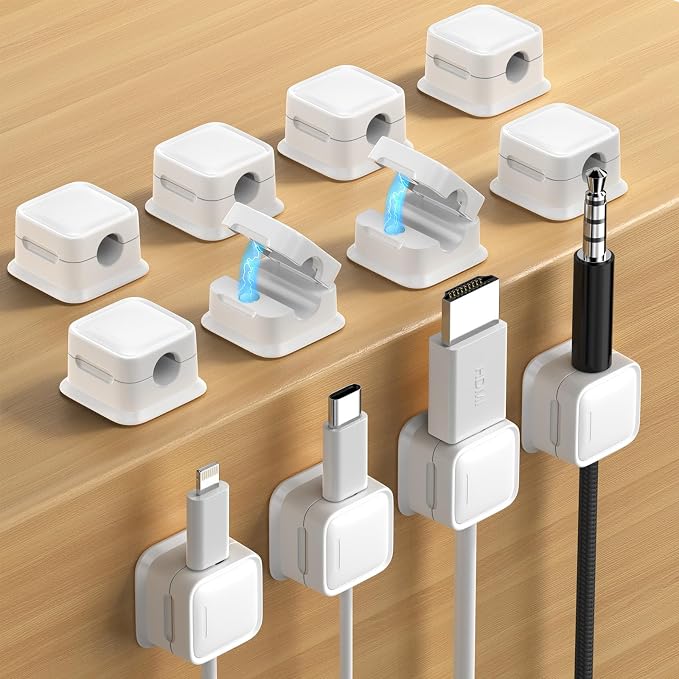 12 Pack Cord Organizer, Magnetic Cable Clips, Under Desk Management, Strong by Costop