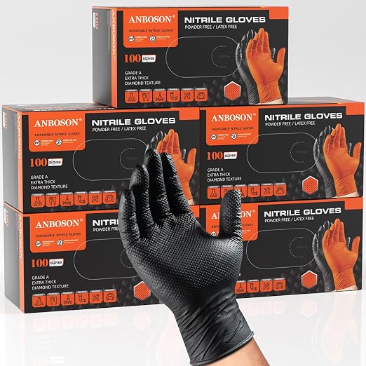 ANBOSON 10 Mil Heavy Duty Industrial Nitrile Gloves by WELCOMEANBOSON