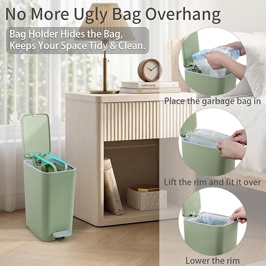 Small Bathroom Trash Can with Lid, 2.1 Gallon Slim Step Trash Can, Narrow - Image 4