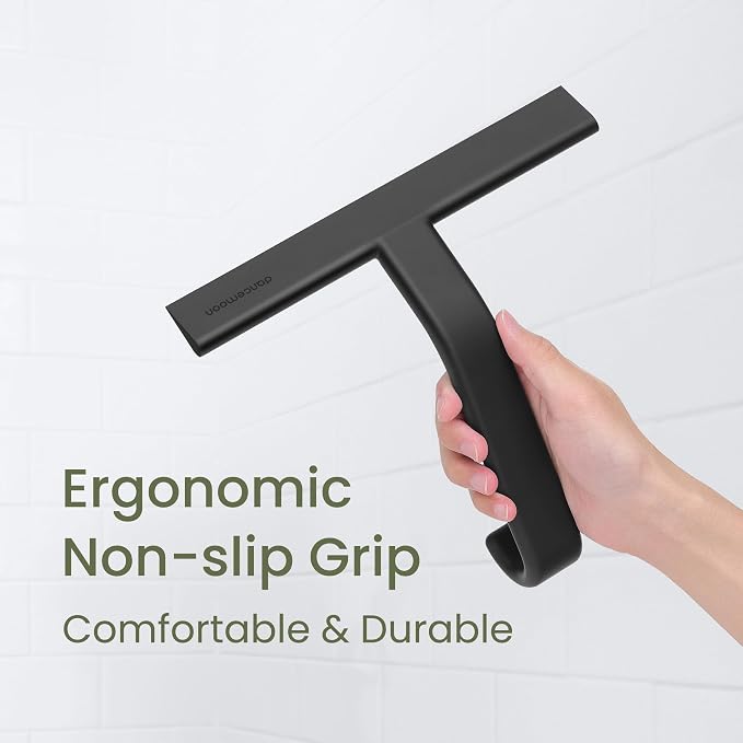 JustHang Shower Squeegee with Built-in Hook, 10-Inch Black | Award-Winning - Image 5