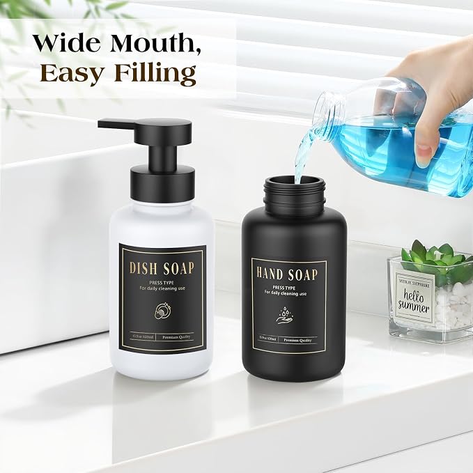 Luxspire Foaming Soap Dispenser 15oz Hand Soap Bottle, 2 Pack | Anti-drip pump - Image 4