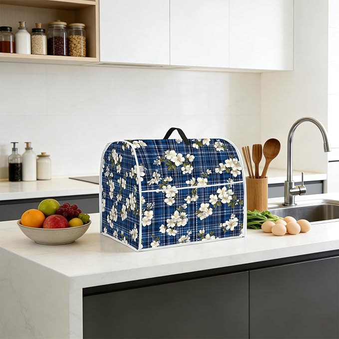 Stand mixer cover with handle and storage bag, reusable and washable, stylish retro floral design, keeps kitchen countertops clean and tidy (fits 6-8 quart mixers).