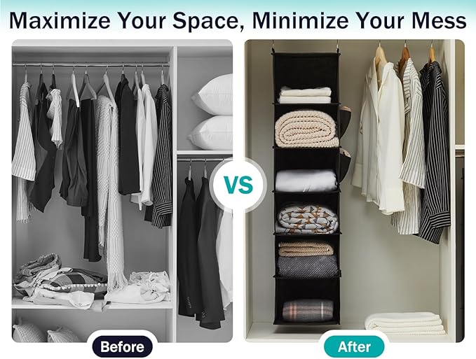 YOUDENOVA Hanging Closet Organizer and Storage, 2 Packs, 2 Side Pockets - Image 6