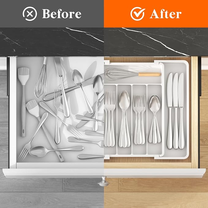 Lifewit Expandable Silverware Drawer Organizer, Kitchen Utensil Tray | BPA-free - Image 4
