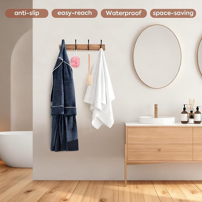 Coat Rack Wall Mount, Acacia Wood Coat Hooks Wall Mount, Hat Rack Wall Coat - Image 5