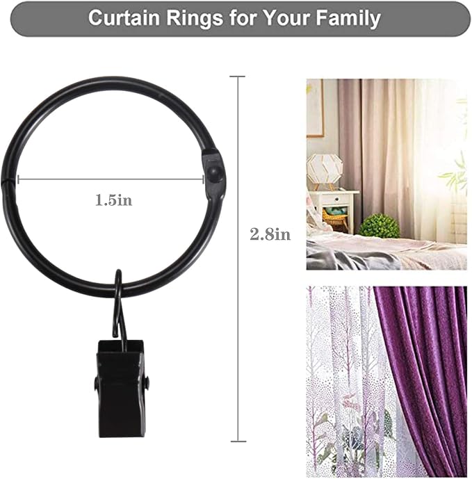 40 Pack Rings Curtain Clips Rustproof Metal Window Drapery Decorative Clips - Image 2