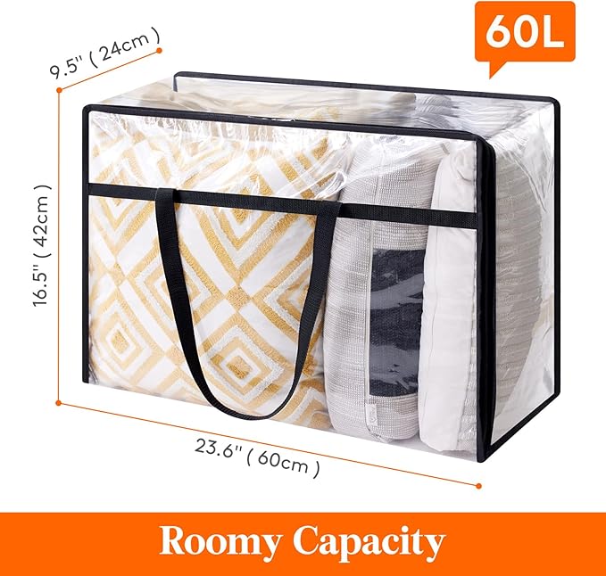 Lifewit 20 Pack Clear Clothes Storage Bags, 60L Plastic Blanket Storage Bag - Image 3