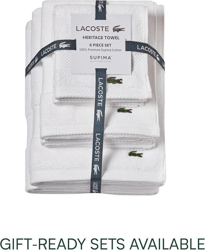 Lacoste Heritage 100% Supima Cotton Hand Towel 16" x 30", Premium Super Soft - Image 5