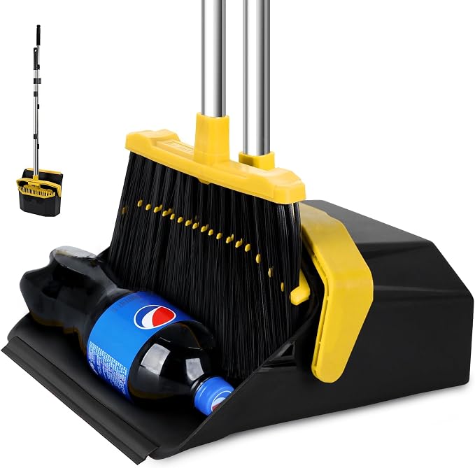 Broom and Dustpan Set for Home, ZeroGap Lip, Upright Storage Broom Combo for by Tiumso