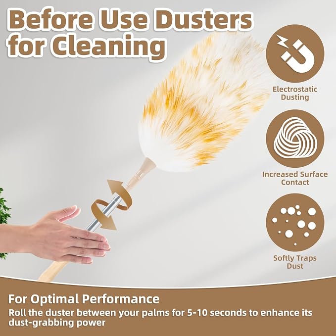 LOVECO Lambs Wool Dusters for Scratch-Free Cleaning Extendable 29-49 Inch | - Image 4