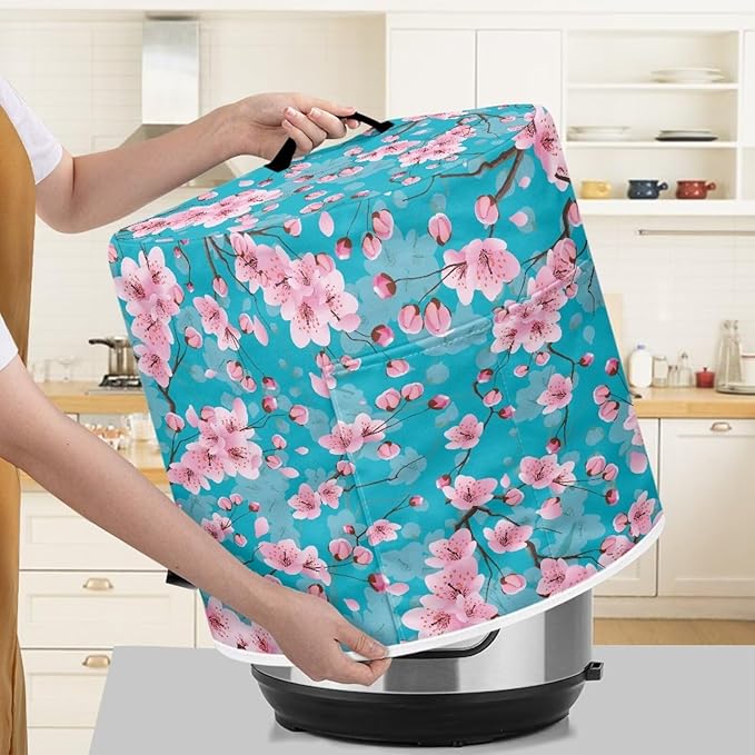 Dust Cover for 6 Quart Air Fryer and Electric Pressure Cooker with Pocket, Dust-Proof Cover for Electric Appliance, Small Appliance Covers Accessories Cherry Blossom