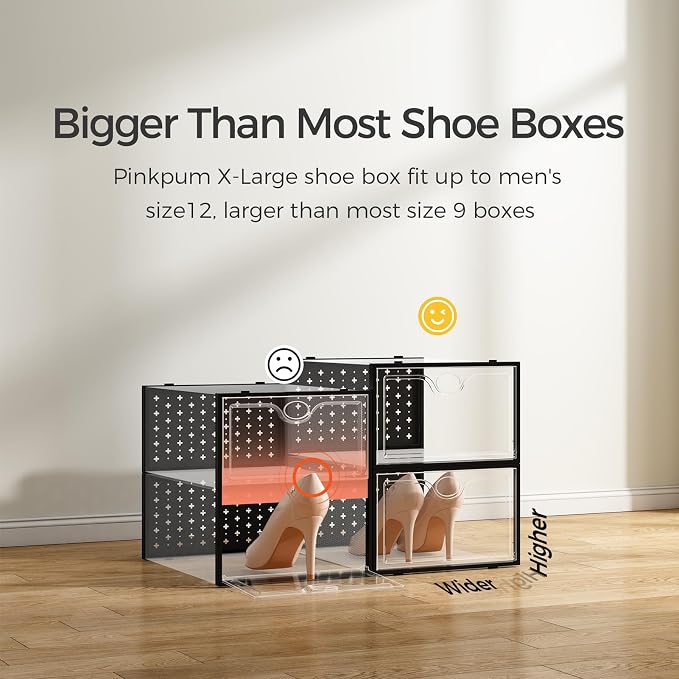 Pinkpum 15 Pack X-Large Shoe Storage Boxes, Shoe Organizer Clear Stackable - Image 3