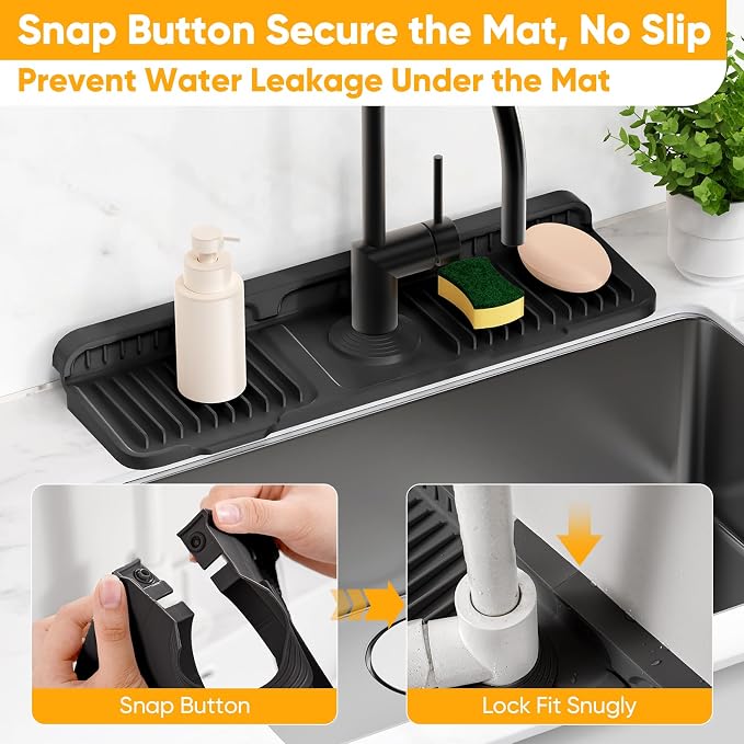 17.7'' Folding Faucet Mat for Kitchen Sink Splash Guard Kitchen Sink Faucet Mat - Image 4