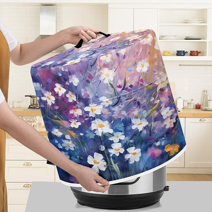 Flashideas Daisy Print Dust Cover for 8 Quart Instant Pot and Extra Accessories, Dust Proof Easy to Clean Pressure Cooker Cover Electric Appliance Cover Air Fryer Accessories with Pocket
