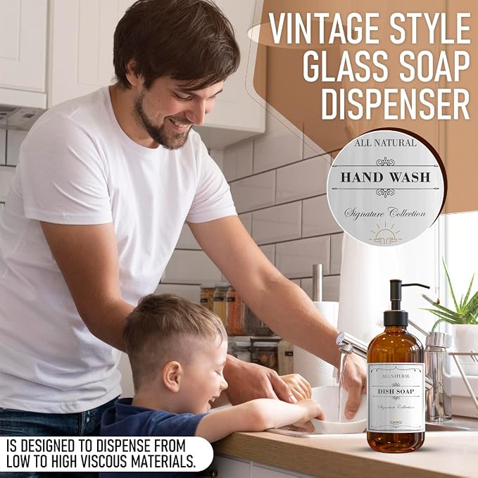 Sunrise Premium Amber Glass Soap Dispenser - Image 5