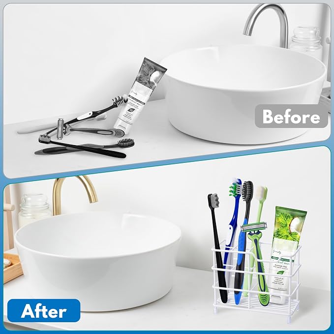 Toothbrush Holders for Bathrooms 304 Stainless Steel Quick Drying White | - Image 5