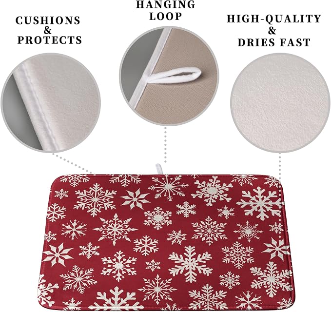 Christmas Snowflakes Dish Drying Mat - Image 3