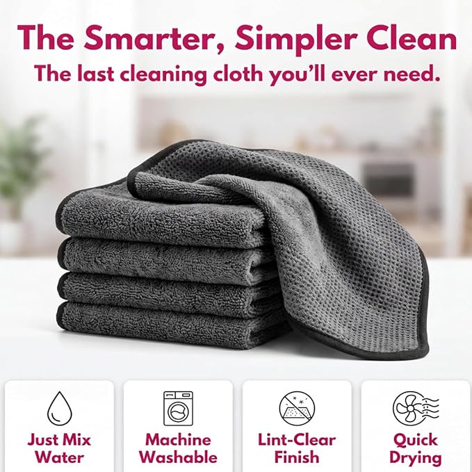 5PC Genie Cloth Magic Cleaning Cloths, Reusable Microfiber Cleaning Cloth - Image 2