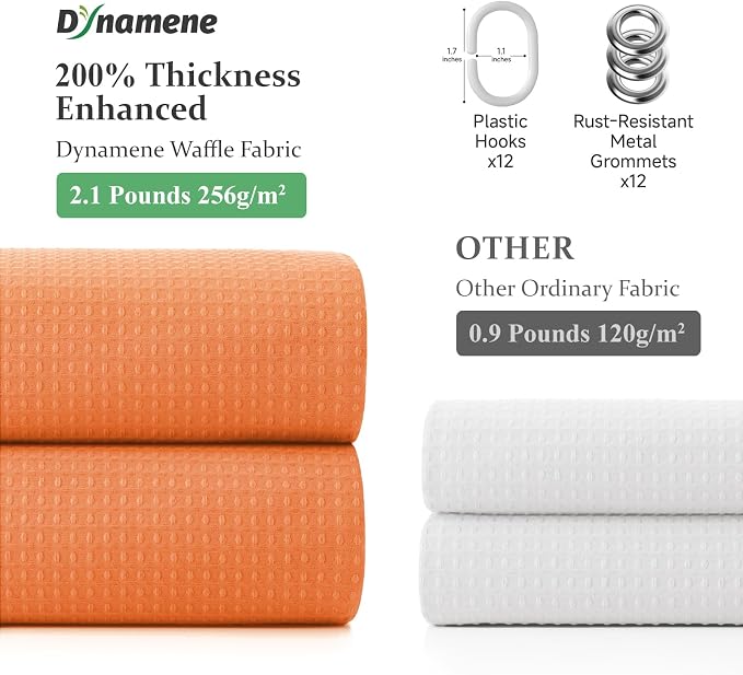 Dynamene Extra Long Waffle Shower Curtain 256 GSM Fabric 72x84 Burnt Orange - Image 5