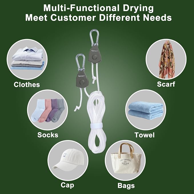 Vigorport Retractable Travel Clothesline, Portable Clothes Laundry Line - Image 5