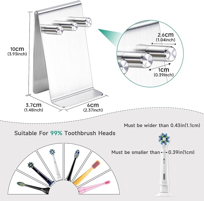 Electric Toothbrush Head Holder Adhesive or Tabletop, Tooth Brush Holder - Image 9