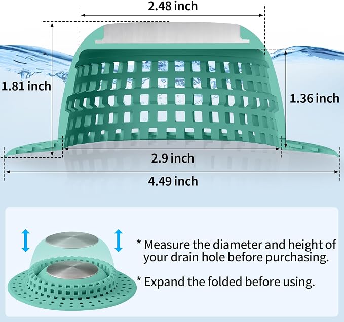 Aluvor Shower Drain Hair Catcher Bathtub Drain Cover Sink Drain Protector | - Image 4