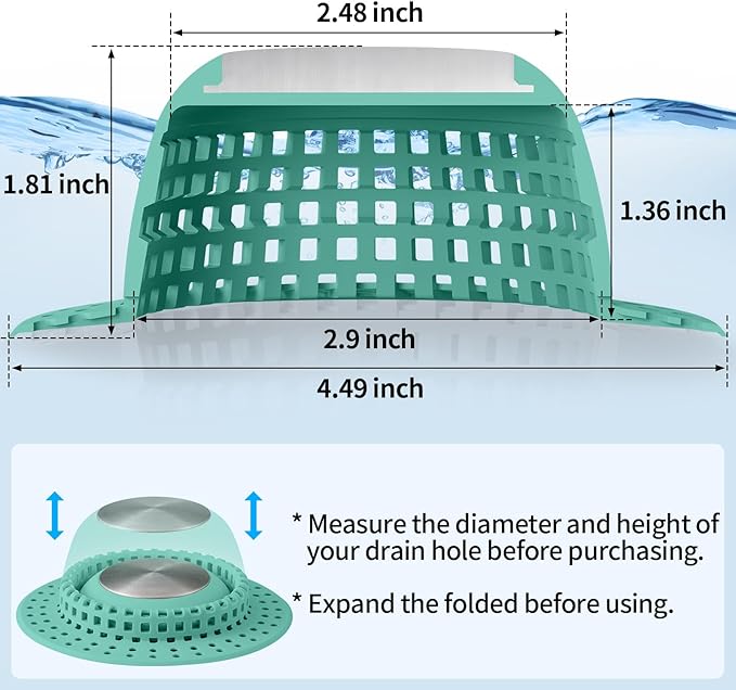 Aluvor Shower Drain Hair Catcher Bathtub Drain Cover Sink Drain Protector | - Image 4