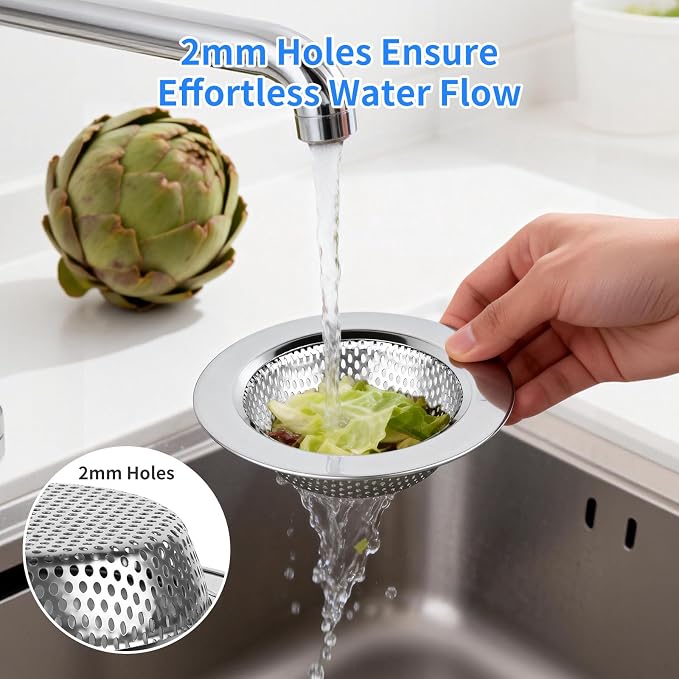 Chefbee 4PCS 4.4" Stainless Steel Kitchen Sink Drain Strainer Food Catcher - Image 4