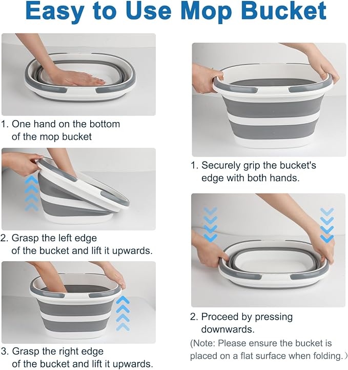 10L Collapsible Bucket with Handle, Foldable Ice Bucket Car Wash Buckets - Image 3