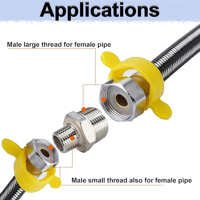 ZOUNI 2pcs Reducing Hex Nipple, 304 Stainless Steel 1" NPT Male x 3/4" NPT Male Pipe Fitting Reducer Nipple Adapter 2000psi Reducer Straight Connector (2pcs, 1"-3/4")